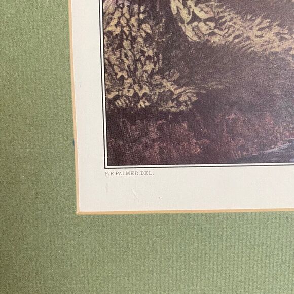 VTG Green Matted CURRIER & IVES Print Calendar Topper Mill River Scenery 1958 - Picture 4 of 7